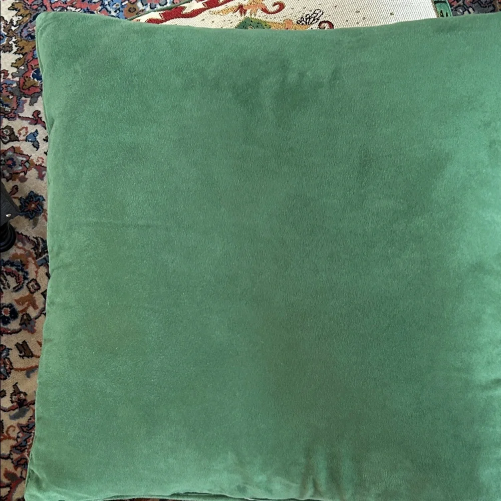 2 Festive Green Embroidered Holiday Tree Throw Pillows